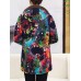 Women Floral Print Buttons Long Sleeve Zipper Winter Coats Women Floral Print Buttons Long Sleeve Zipper Winter Coats