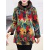 Women Floral Print Buttons Long Sleeve Zipper Winter Coats Women Floral Print Buttons Long Sleeve Zipper Winter Coats