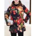 Women Floral Print Buttons Long Sleeve Zipper Winter Coats Women Floral Print Buttons Long Sleeve Zipper Winter Coats