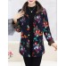 Women Floral Print Buttons Long Sleeve Zipper Winter Coats Women Floral Print Buttons Long Sleeve Zipper Winter Coats