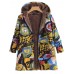 Vintage Women Fleece Art Print Long Sleeve Zipper Coats with Pockets Vintage Women Fleece Art Print Long Sleeve Zipper Coats with Pockets