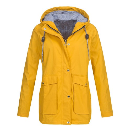 Casual Women Pure Color Outdoor Zipper Button Jacket with Big Pockets Casual Women Pure Color Outdoor Zipper Button Jacket with Big Pockets