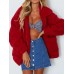 Casual Women Pure Color Lapel Fleece Zipper Coats with Pockets Casual Women Pure Color Lapel Fleece Zipper Coats with Pockets