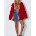 Casual Women Pure Color Lapel Fleece Zipper Coats with Pockets Casual Women Pure Color Lapel Fleece Zipper Coats with Pockets