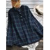 Casual Women Cotton Plaid V-Neck Button Long Sleeve Blouse Casual Women Cotton Plaid V-Neck Button Long Sleeve Blouse