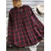 Casual Women Cotton Plaid V-Neck Button Long Sleeve Blouse Casual Women Cotton Plaid V-Neck Button Long Sleeve Blouse