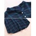 Casual Women Cotton Plaid V-Neck Button Long Sleeve Blouse Casual Women Cotton Plaid V-Neck Button Long Sleeve Blouse