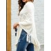 Women Pure Color Geometric Loose Knit Shawl Tassel Sweater Coats Women Pure Color Geometric Loose Knit Shawl Tassel Sweater Coats