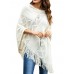 Women Pure Color Geometric Loose Knit Shawl Tassel Sweater Coats Women Pure Color Geometric Loose Knit Shawl Tassel Sweater Coats