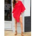 Women Pure Color Geometric Loose Knit Shawl Tassel Sweater Coats Women Pure Color Geometric Loose Knit Shawl Tassel Sweater Coats