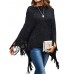 Women Pure Color Geometric Loose Knit Shawl Tassel Sweater Coats Women Pure Color Geometric Loose Knit Shawl Tassel Sweater Coats