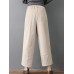 Women Pure Color Elastic Waist Pockets Corduroy Pants Women Pure Color Elastic Waist Pockets Corduroy Pants