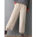 Women Pure Color Elastic Waist Pockets Corduroy Pants Women Pure Color Elastic Waist Pockets Corduroy Pants