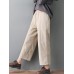 Women Pure Color Elastic Waist Pockets Corduroy Pants Women Pure Color Elastic Waist Pockets Corduroy Pants
