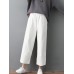 Women Pure Color Elastic Waist Pockets Corduroy Pants Women Pure Color Elastic Waist Pockets Corduroy Pants