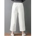 Women Pure Color Elastic Waist Pockets Corduroy Pants Women Pure Color Elastic Waist Pockets Corduroy Pants