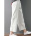Women Pure Color Elastic Waist Pockets Corduroy Pants Women Pure Color Elastic Waist Pockets Corduroy Pants