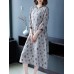 Women Elegant Floral Print Crew Neck Three Quarter Sleeve Dress Women Elegant Floral Print Crew Neck Three Quarter Sleeve Dress