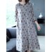 Women Elegant Floral Print Crew Neck Three Quarter Sleeve Dress Women Elegant Floral Print Crew Neck Three Quarter Sleeve Dress