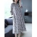 Women Elegant Floral Print Crew Neck Three Quarter Sleeve Dress Women Elegant Floral Print Crew Neck Three Quarter Sleeve Dress