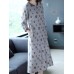 Women Elegant Floral Print Crew Neck Three Quarter Sleeve Dress Women Elegant Floral Print Crew Neck Three Quarter Sleeve Dress