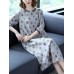 Women Elegant Floral Print Crew Neck Three Quarter Sleeve Dress Women Elegant Floral Print Crew Neck Three Quarter Sleeve Dress