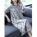 Women Elegant Floral Print Crew Neck Three Quarter Sleeve Dress Women Elegant Floral Print Crew Neck Three Quarter Sleeve Dress