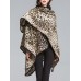 Elegant Leopard Printed Patchwork Shawl Loose Cloak Cardigans for Women Elegant Leopard Printed Patchwork Shawl Loose Cloak Cardigans for Women