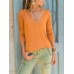 Pure Color Patchwork V-neck Long Sleeve T-shirts Pure Color Patchwork V-neck Long Sleeve T-shirts