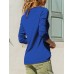 Pure Color Patchwork V-neck Long Sleeve T-shirts Pure Color Patchwork V-neck Long Sleeve T-shirts