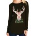 Casual Women Elk Letter Animals Printed Loose Long Sleeve O-Neck T-Shirts Casual Women Elk Letter Animals Printed Loose Long Sleeve O-Neck T-Shirts
