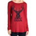 Casual Women Elk Letter Animals Printed Loose Long Sleeve O-Neck T-Shirts Casual Women Elk Letter Animals Printed Loose Long Sleeve O-Neck T-Shirts