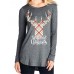 Casual Women Elk Letter Animals Printed Loose Long Sleeve O-Neck T-Shirts Casual Women Elk Letter Animals Printed Loose Long Sleeve O-Neck T-Shirts