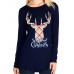 Casual Women Elk Letter Animals Printed Loose Long Sleeve O-Neck T-Shirts Casual Women Elk Letter Animals Printed Loose Long Sleeve O-Neck T-Shirts