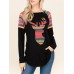 Vintage Women Long Sleeve Elk Printed O-Neck Loose T-Shirts Vintage Women Long Sleeve Elk Printed O-Neck Loose T-Shirts