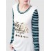 Causal Women Christmas Tree Letter Printed Long Sleeve Striped T-Shirts Causal Women Christmas Tree Letter Printed Long Sleeve Striped T-Shirts