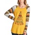 Casual Women Christmas Letter Print Striped Patchwork T-Shirts Casual Women Christmas Letter Print Striped Patchwork T-Shirts