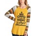 Casual Women Christmas Letter Print Striped Patchwork T-Shirts Casual Women Christmas Letter Print Striped Patchwork T-Shirts