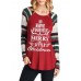 Casual Women Christmas Letter Print Striped Patchwork T-Shirts Casual Women Christmas Letter Print Striped Patchwork T-Shirts