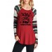 Casual Women Christmas Letter Print Striped Patchwork T-Shirts Casual Women Christmas Letter Print Striped Patchwork T-Shirts