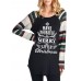 Casual Women Christmas Letter Print Striped Patchwork T-Shirts Casual Women Christmas Letter Print Striped Patchwork T-Shirts