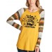 Casual Women Christmas Letter Print Striped Patchwork T-Shirts Casual Women Christmas Letter Print Striped Patchwork T-Shirts