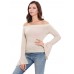 Trumpet Sleeve Blouses Neckline Striped Knit T-Shirts Trumpet Sleeve Blouses Neckline Striped Knit T-Shirts