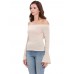 Trumpet Sleeve Blouses Neckline Striped Knit T-Shirts Trumpet Sleeve Blouses Neckline Striped Knit T-Shirts