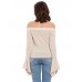 Trumpet Sleeve Blouses Neckline Striped Knit T-Shirts Trumpet Sleeve Blouses Neckline Striped Knit T-Shirts