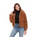 Women Fleece Solid Color Button Long Sleeve Hooded Coats Women Fleece Solid Color Button Long Sleeve Hooded Coats