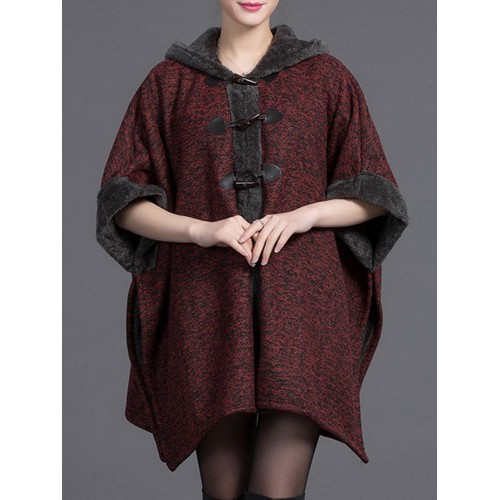 Elegant Women Cloak Shawl Hooded Crew Neck Cardigan Coats Elegant Women Cloak Shawl Hooded Crew Neck Cardigan Coats