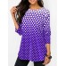 Casual Women Polka Dot Crew Neck 3/4 Sleeve Blouse Casual Women Polka Dot Crew Neck 3/4 Sleeve Blouse