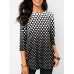 Casual Women Polka Dot Crew Neck 3/4 Sleeve Blouse Casual Women Polka Dot Crew Neck 3/4 Sleeve Blouse