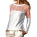 S-5XL Women Lace Patchwork Hollow Out Crew Neck Long Sleeve Blouse S-5XL Women Lace Patchwork Hollow Out Crew Neck Long Sleeve Blouse